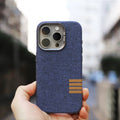 Premium vintage linen fabric magnetic phone case for iPhone