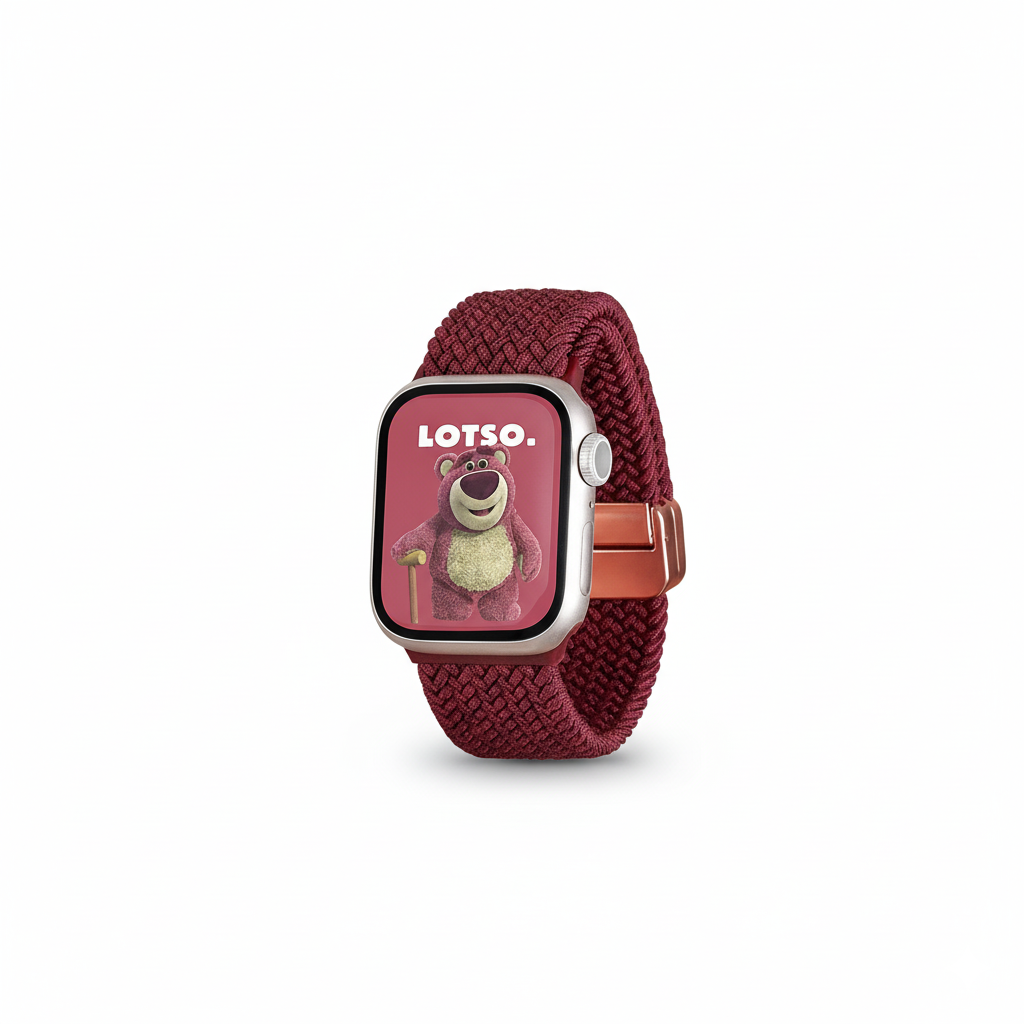 Retro wine-red knitted elastic Apple Watch strap